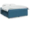 Image de vidaXL Sommier Ã  lattes de lit et matelas Bleu foncÃ© 200x200cm Velours