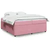 Image de vidaXL Sommier Ã  lattes de lit avec matelas Rose 200x200 cm Velours