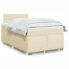 Image de vidaXL Sommier Ã  lattes de lit avec matelas crÃ¨me 120x190 cm tissu