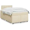 Image de vidaXL Sommier Ã  lattes de lit avec matelas CrÃ¨me 120x200 cm Tissu
