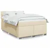 Image de vidaXL Sommier Ã  lattes de lit avec matelas CrÃ¨me 140x200 cm Tissu