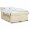 Image de vidaXL Sommier Ã  lattes de lit avec matelas CrÃ¨me 160x200 cm Tissu
