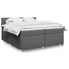 Image de vidaXL Sommier Ã  lattes de lit avec matelas Gris foncÃ© 200x200cm Tissu