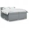 Image de vidaXL Sommier Ã  lattes de lit avec matelas Gris clair 200x200cm Tissu