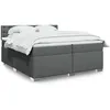Image de vidaXL Sommier Ã  lattes de lit avec matelas Gris foncÃ© 200x200cm Tissu