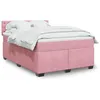 Image de vidaXL Sommier Ã  lattes de lit avec matelas Rose 140x190 cm Velours