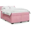Image de vidaXL Sommier Ã  lattes de lit avec matelas Rose 160x200 cm Velours