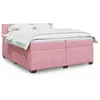 Image de vidaXL Sommier Ã  lattes de lit avec matelas Rose 200x200 cm Velours