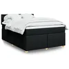 Image de vidaXL Sommier Ã  lattes de lit avec matelas Noir 140x200 cm Tissu