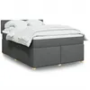 Image de vidaXL Sommier Ã  lattes de lit avec matelas Gris foncÃ© 160x200cm Tissu