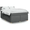 Image de vidaXL Sommier Ã  lattes de lit avec matelas Gris foncÃ© 160x200cm Tissu