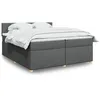 Image de vidaXL Sommier Ã  lattes de lit avec matelas Gris foncÃ© 200x200cm Tissu