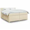 Image de vidaXL Sommier Ã  lattes de lit avec matelas CrÃ¨me 200x200 cm Tissu