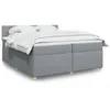 Image de vidaXL Sommier Ã  lattes de lit avec matelas Gris clair 200x200cm Tissu