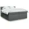 Image de vidaXL Sommier Ã  lattes de lit avec matelas Gris foncÃ© 200x200cm Tissu