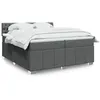 Image de vidaXL Sommier Ã  lattes de lit avec matelas Gris foncÃ© 200x200cm Tissu