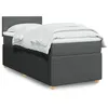 Image de vidaXL Sommier Ã  lattes de lit avec matelas Gris foncÃ© 90x200 cm Tissu