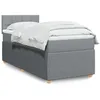 Image de vidaXL Sommier Ã  lattes de lit avec matelas Gris clair 100x200cm Tissu