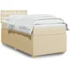 Image de vidaXL Sommier Ã  lattes de lit avec matelas CrÃ¨me 100x200 cm Tissu