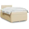 Image de vidaXL Sommier Ã  lattes de lit avec matelas crÃ¨me 120x190 cm tissu