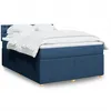 Image de vidaXL Sommier Ã  lattes de lit avec matelas Bleu 160x200 cm Tissu