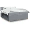 Image de vidaXL Sommier Ã  lattes de lit avec matelas Gris clair 200x200cm Tissu