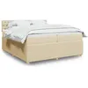 Image de vidaXL Sommier Ã  lattes de lit avec matelas CrÃ¨me 200x200 cm Tissu