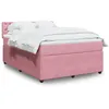 Image de vidaXL Sommier Ã  lattes de lit avec matelas Rose 160x200 cm Velours