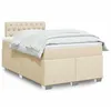 Image de vidaXL Sommier Ã  lattes de lit avec matelas crÃ¨me 120x190 cm tissu