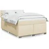 Image de vidaXL Sommier Ã  lattes de lit avec matelas CrÃ¨me 140x190 cm Tissu