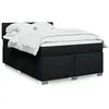 Image de vidaXL Sommier Ã  lattes de lit avec matelas Noir 160x200 cm Tissu