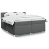 Image de vidaXL Sommier Ã  lattes de lit avec matelas Gris foncÃ© 200x200cm Tissu