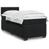 Image de vidaXL Sommier Ã  lattes de lit avec matelas Noir 90x190 cm Velours