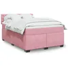 Image de vidaXL Sommier Ã  lattes de lit avec matelas Rose 140x190 cm Velours