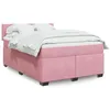 Image de vidaXL Sommier Ã  lattes de lit avec matelas Rose 140x200 cm Velours