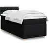 Image de vidaXL Sommier Ã  lattes de lit avec matelas Noir 90x190 cm Tissu