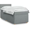 Image de vidaXL Sommier Ã  lattes de lit avec matelas Gris clair 90x200 cm Tissu