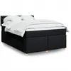 Image de vidaXL Sommier Ã  lattes de lit avec matelas Noir 140x190 cm Tissu