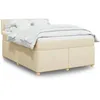 Image de vidaXL Sommier Ã  lattes de lit avec matelas CrÃ¨me 140x200 cm Tissu