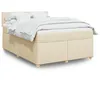 Image de vidaXL Sommier Ã  lattes de lit avec matelas CrÃ¨me 140x200 cm Tissu