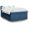Image de vidaXL Sommier Ã  lattes de lit avec matelas Bleu 140x200 cm Tissu