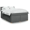 Image de vidaXL Sommier Ã  lattes de lit avec matelas Gris foncÃ© 160x200cm Tissu