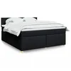 Image de vidaXL Sommier Ã  lattes de lit avec matelas Noir 180x200 cm Tissu