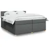 Image de vidaXL Sommier Ã  lattes de lit avec matelas Gris foncÃ© 200x200cm Tissu