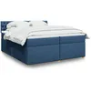 Image de vidaXL Sommier Ã  lattes de lit avec matelas Bleu 200x200 cm Tissu
