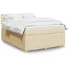 Image de vidaXL Sommier Ã  lattes de lit avec matelas CrÃ¨me 140x200 cm Tissu