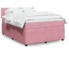Image de vidaXL Sommier Ã  lattes de lit avec matelas Rose 140x200 cm Velours