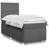 Image de vidaXL Sommier Ã  lattes de lit avec matelas Gris foncÃ© 90x200 cm Tissu