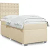 Image de vidaXL Sommier Ã  lattes de lit avec matelas CrÃ¨me 100x200 cm Tissu