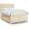 Image de vidaXL Sommier Ã  lattes de lit avec matelas CrÃ¨me 140x190 cm Tissu